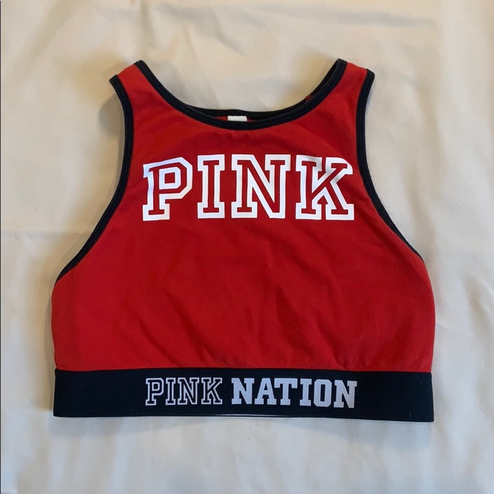 PINK Victoria’s Secret Halter Red Sports Bra